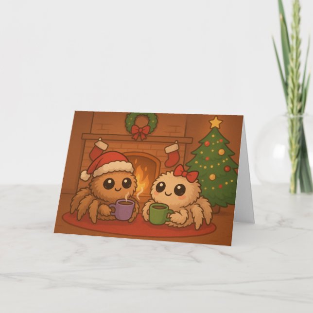 Cartão Aranha de Natal Fofa (Frente)