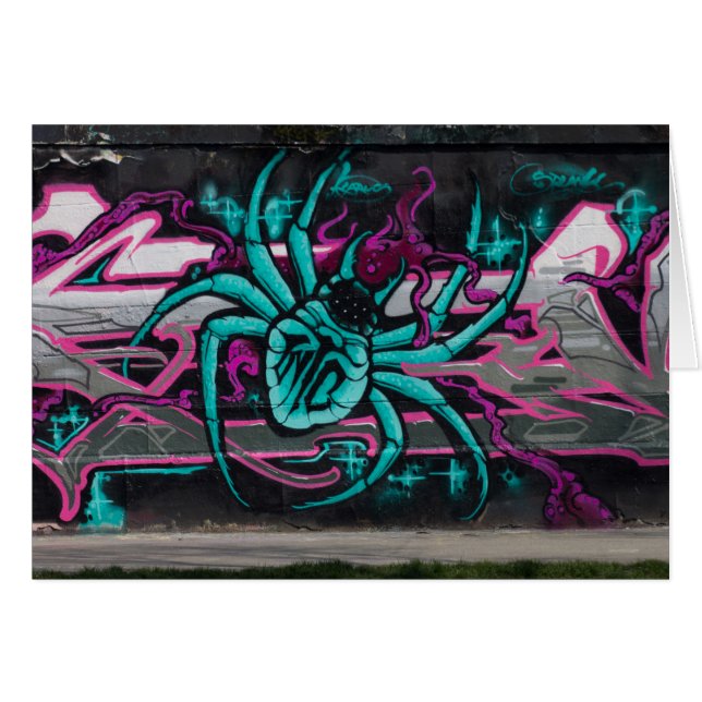 Cartão Aranha Turquesa Molhada (Frente horizontal)