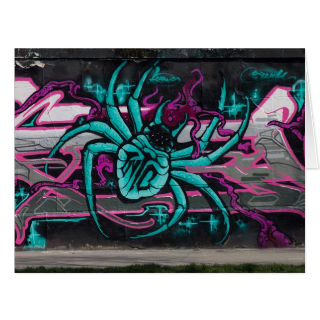 Cartão Aranha Turquesa Molhada (Frente horizontal)