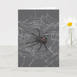 Cartão Aranha Viúva Negra e Desenho de Teia de Aranha Art