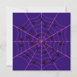Cartão Aranha Viúva Negra Rosa Padrão de Halloween em Art