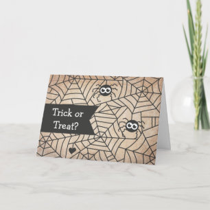 Cartão Aranhas Cuecas, Aranhas, Feliz Dia das Bruxas