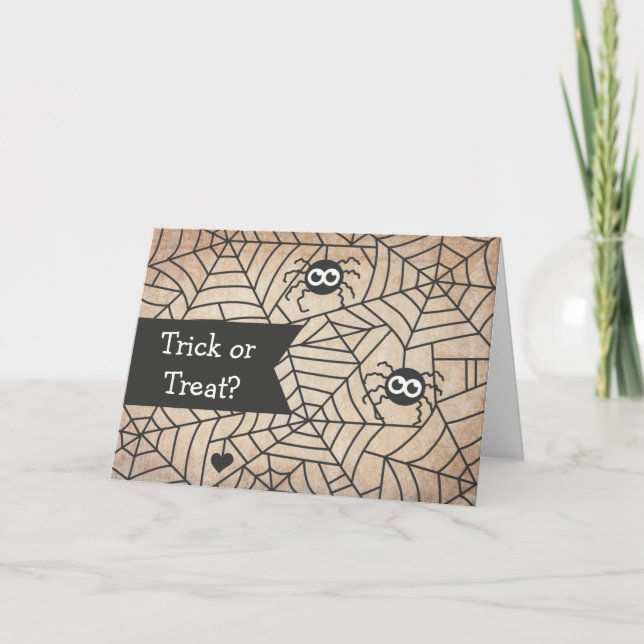 Cartão Aranhas Cuecas, Aranhas, Feliz Dia das Bruxas (Frente)