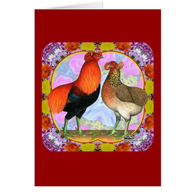 Cartão Araucana Chickens Art Nouveau (Frente)