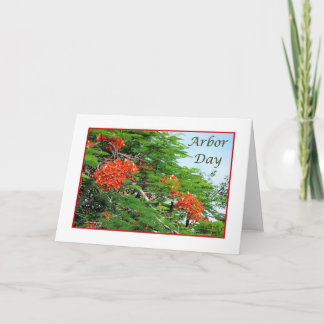 Cartão Arbor Day Card Red Flame Tree