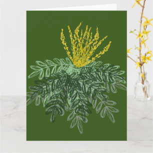 Cartão Arbusto Botânico Mahonia Desenhado à Mão Verde