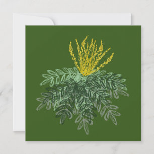 Cartão Arbusto Botânico Mahonia Desenhado à Mão Verde