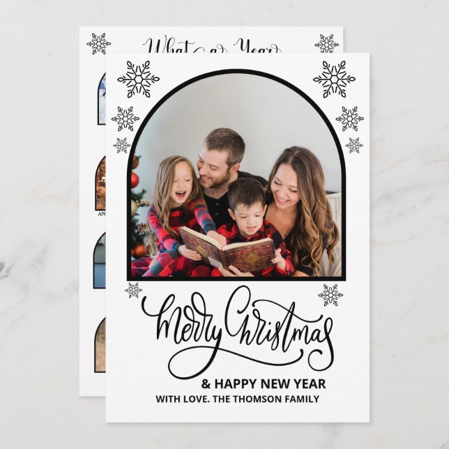 Cartão Arch que Ano em Revisão Fotos Feliz Natal (Frente/Verso)