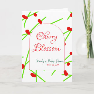 Cartão Arch shape cherry blossom red green baby shower na