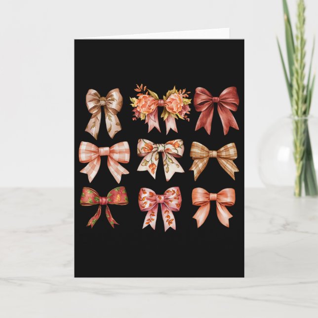 Cartão Arco de Abóbora de Outono Coquette Folhas de Outon (Frente)