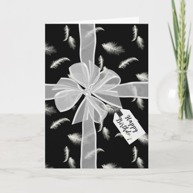 Cartão Arco De Aniversário Sobre Penas (Frente)