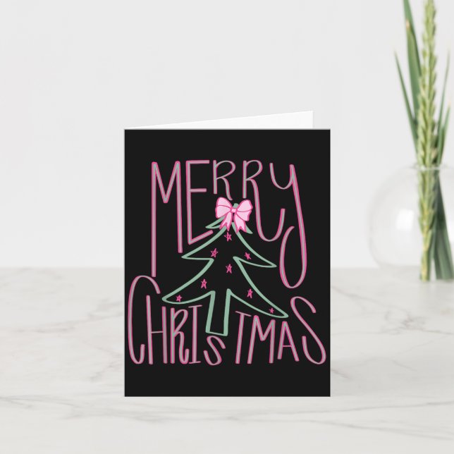 Cartão Arco de Coquette Felry Christmas Xmas Tree Family  (Frente)