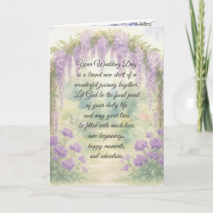 Cartão Arco de Wisteria de Casamento em um Jardim