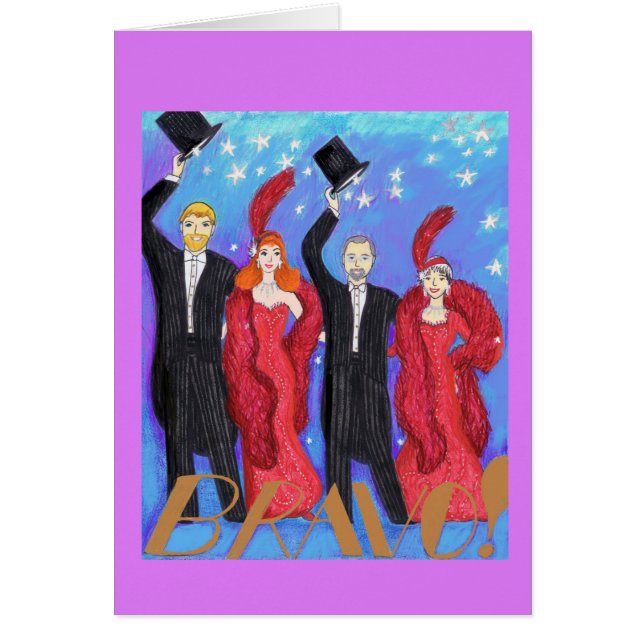 Cartão Arco dos homens e das mulheres no palco após a (Frente)