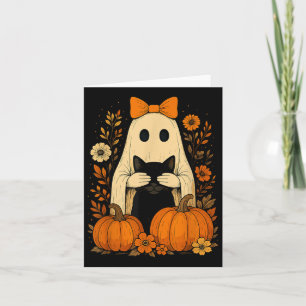 Cartão Arco Fantasma Engraçado, segurando Gato Preto Cai