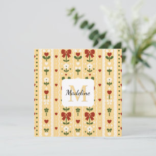 Cartão Arco Floral Cottagecore Personalizado Dourado