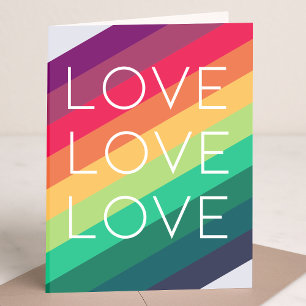 Cartão Arco-íris   Amor Amor Amor Moderno Elegante LGBTQI