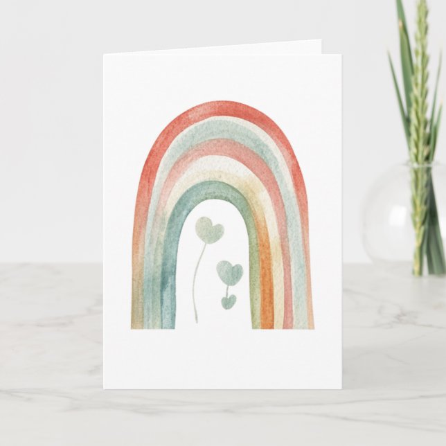 Cartão Arco-íris Aquarela Boho (Frente)