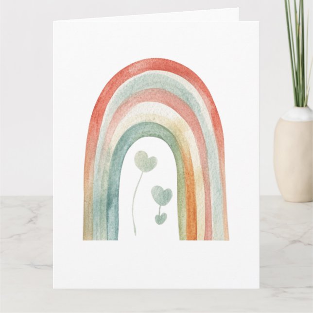 Cartão Arco-íris Aquarela Boho (Frente)