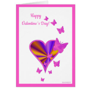 Cartão Arco-Íris Coração e Borboleta