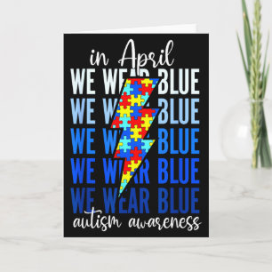 Cartão Arco-íris do Autismo Em Abril Usamos Azul Conscien