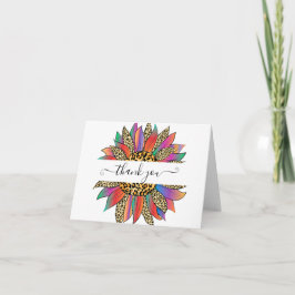 Cartão Arco-íris e impressão-leopardo obrigado personaliz