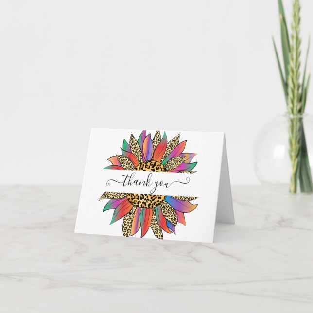 Cartão Arco-íris e impressão-leopardo obrigado personaliz (Frente)