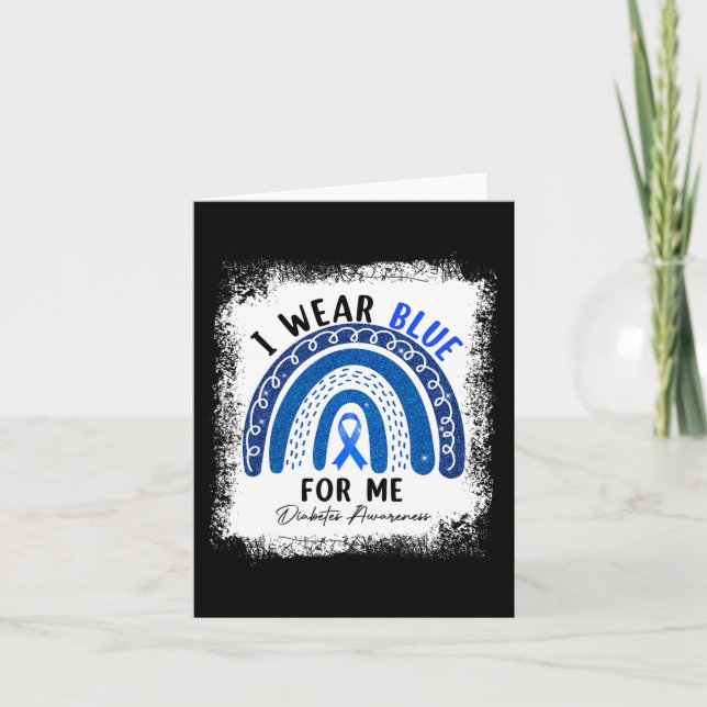 Cartão Arco-Íris Eu Visto Fita Azul Para Mim Diabetes T1D (Frente)