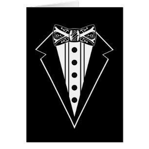 Cartão Arco preto-e-branco colado com Tux