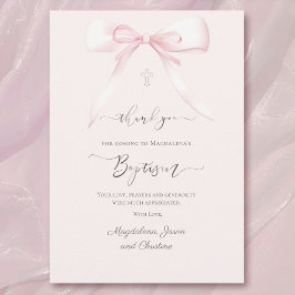 Cartão Arco rosa-batismo obrigado que você vem