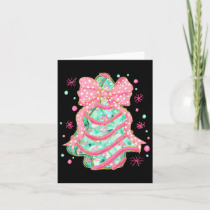 Cartão Arco Rosa Coquette Árvore de Natal Cake Preppy Chr