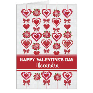 Cartão Arcos do Rosa vermelha do Namorados de Nomes Perso