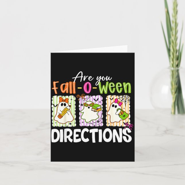 Cartão Are You Fall-o-ween Directions Cute Ghost Teacher  (Frente)