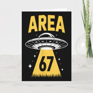 Cartão Área 67 Tema de OVNI Espaçonave Engraçada 6 7 Alie