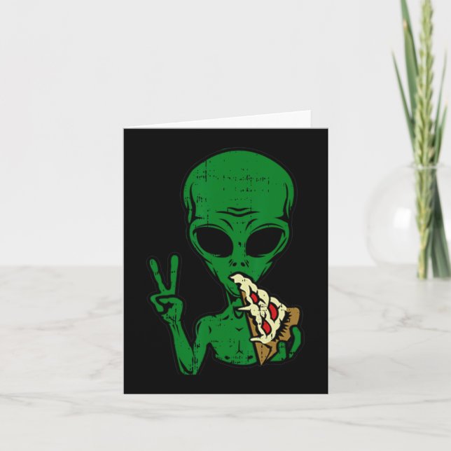 Cartão Área Espacial da Paz para Comer Pizza Alienígena F (Frente)