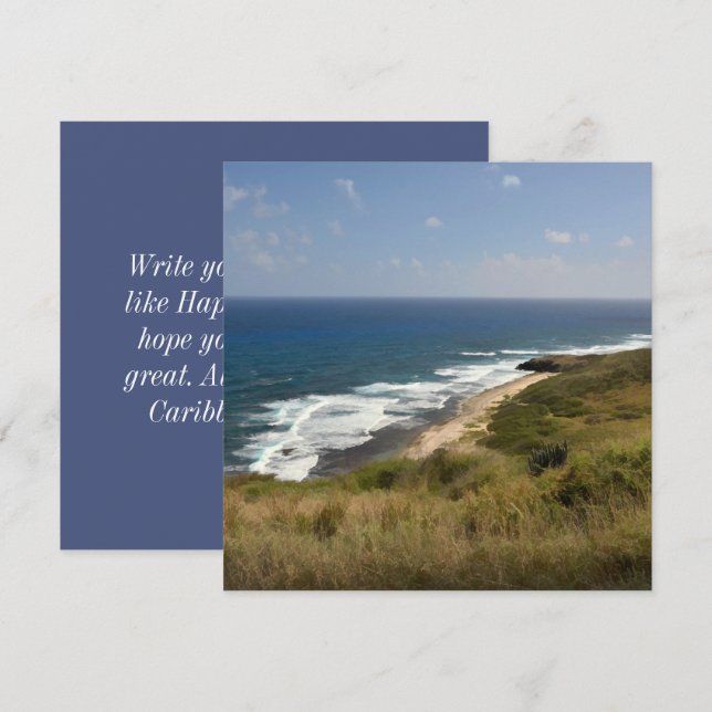 Cartão Areia do Mar de Praia Caribe do Céu USVI Nota (Frente/Verso)
