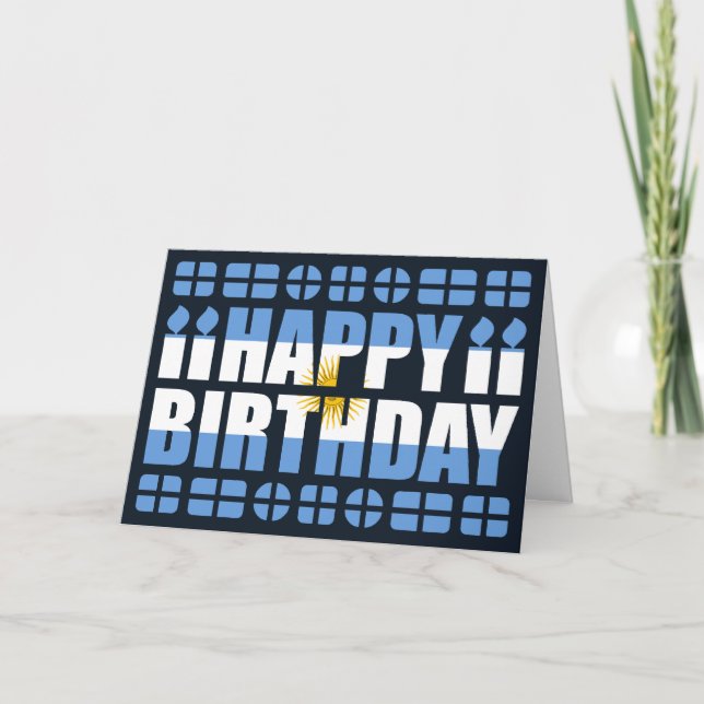 Cartão Argentina Flag Birthday Card (Frente)