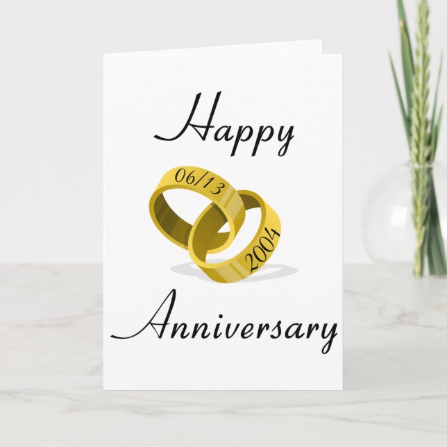 Cartão Argolas Entrelaçadas - Data de Casamento Personali (Frente)