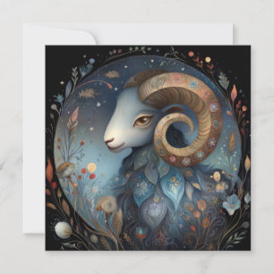 Cartão Áries Carneiro Zodíaco Astrologia Mística Aniversá