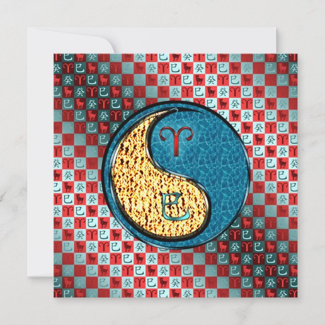 Cartão Áries & Cobra de água (Frente)