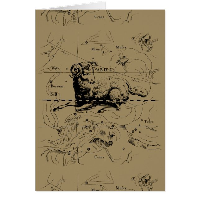 Cartão Aries Constelle Map Hevelius 1690 (Frente)