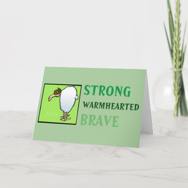 Cartão Aries de Personalidade com Sinal Zodíaco de (Frente)