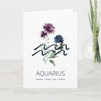 Cartão Áries Floral Moderno de Aquário Aniversário