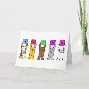 Cartão Aries Happy Birthday Cartoon Cats