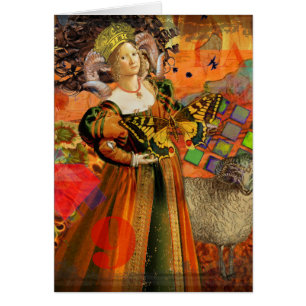 Cartão Aries Orange Woman: Colagem de Arte Antica de Ram 