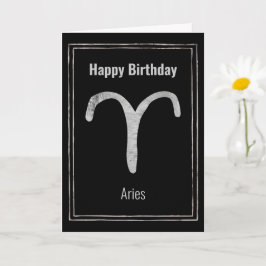Cartão Aries Ram Happy Arologia prateada zodiac