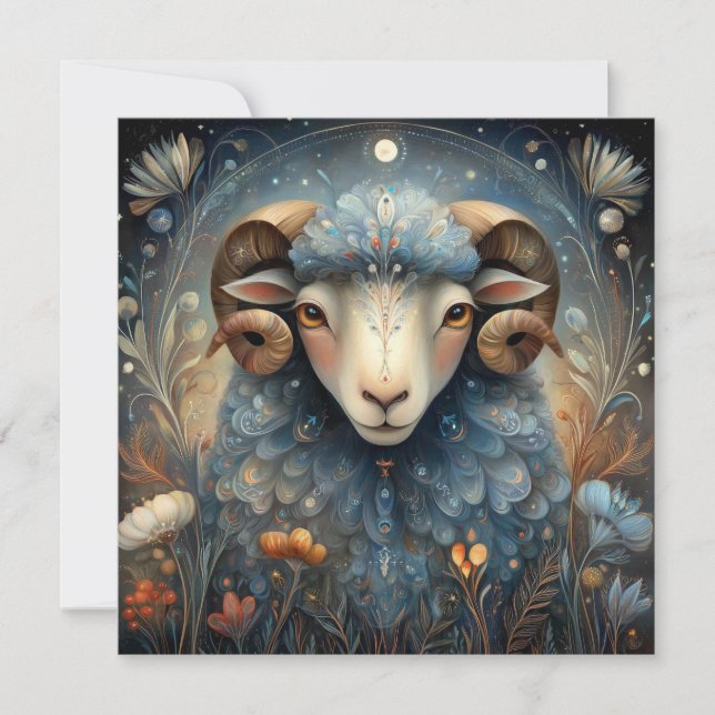 Cartão Aries Ram Zodiac Astrology Celestial Birthday (Frente)