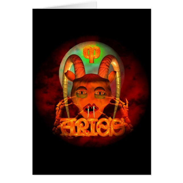 Cartão Aries zodiac horoscópio assustador de Valxart (Frente)