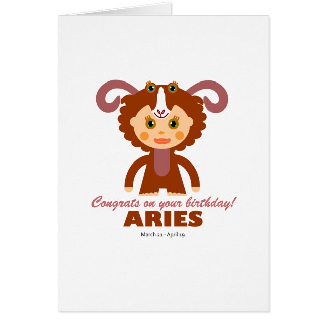 Cartão Aries Zodiac para Crianças (Frente)