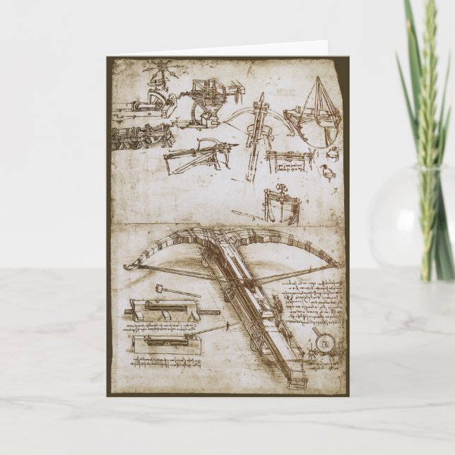 Cartão Arma de besta gigante de Leonardo da Vinci esboço (Frente)